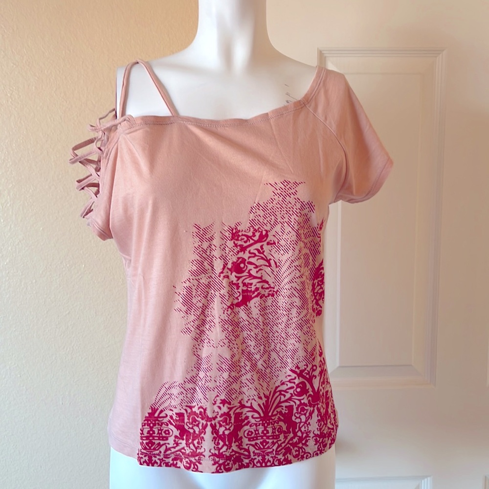 Lee Cooper shoulder detail pink tee Small
